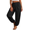 thumbnail image 2 of Womens Balloon Pants Trendy Casual Elastic Waist Wide Leg Harem Pants 2XL, 2 of 6