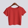 thumbnail image 2 of Outfmvch crop tops for women tube top Graphic Tees work tops for women Crop T-Shirt Cotton Crop Tops Summer Basic Tees going out tops short sleeve crop compression shirt wrap top Red M, 2 of 4