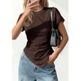 thumbnail image 4 of PRETTYGARDEN Womens Short Sleeve Crew Neck Trendy Shirts Spring Summer Y2K Going Out Tops Asymmetrical Ruched Blouse, 4 of 10