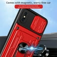 thumbnail image 6 of Compatible for iPhone XS Max Hybrid Case with Camera Lens Slide Cover | Rotatable Ring Holder Kickstand | Impact-Resistant Car Mount Magnetic | Detachable Card Slot Protective Shell, Green, 6 of 9