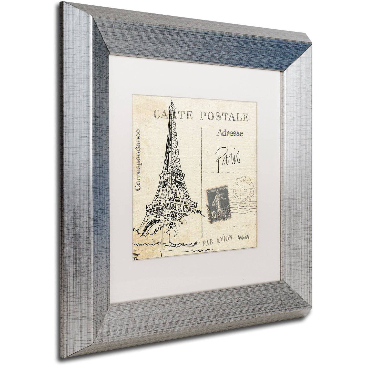 Trademark Fine Art "Postcard Sketches III" Canvas Art by Anne Tavoletti White Matte, Silver Frame