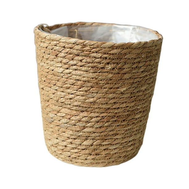 Macetas Revestimiento de fibra de Maceta decorativa con revestimiento de plástico impermeable Contenedores organizadores Macetas tejidas pa