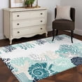 thumbnail image 4 of Summer Marine Life Washable Area Rug 4 x 6 ft Ocean Coral Teal Coastal Starfish Blue Conch, Soft Non Slip Rugs Stain Repellent Indoor Felt Carpet for Living Dining Room Bedroom Home Office, 4 of 9