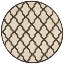 SAFAVIEH Beach House Loraine Trellis Indoor/Outdoor Area Rug Cream/Brown, 6'7" x 6'7" Round