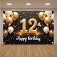 thumbnail image 4 of Golden Glitter 12th Birthday Banner Accent Happy Birthday Display Gold Balloons Star Decor 12th Party Backdrop for 12th Birthday Party Kids Celebration Indoor Decoration, 4 of 6