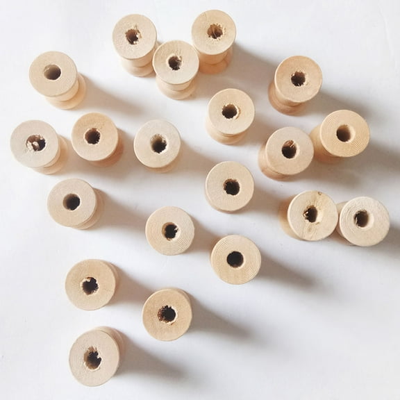OATIPHO 20Pcs Durable Wood Spools Beige Empty Thread Spools for Sewing and Craft Use