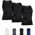 thumbnail image 1 of Mens Slimming Body Shaper Vest Compression Tank Tops Shirts Workout Abs Abdomen Undershirts 3pcs, 1 of 7