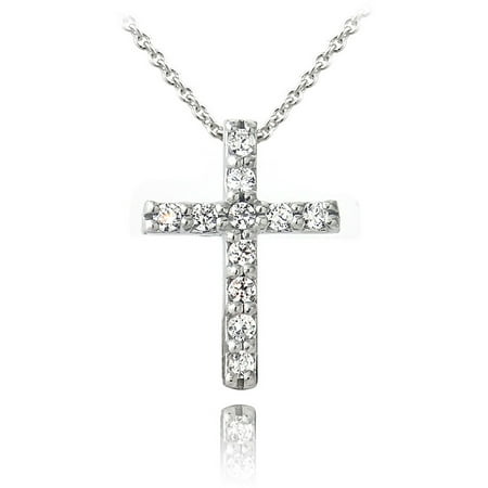 Swarovski Cross - Zirconia Ice Swarovski Zirconia Sterling Silver Cross Pendant, 18