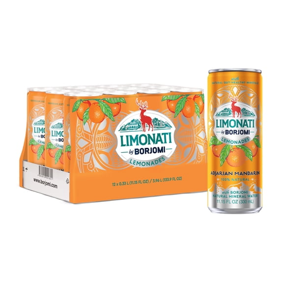 Limonati by Borjomi - Mandarin Orange - Flavored Sparkling Water - 12 Cans