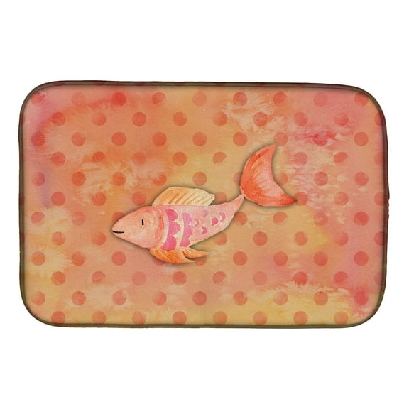 Orange Fish Watercolor Dish Drying Mat