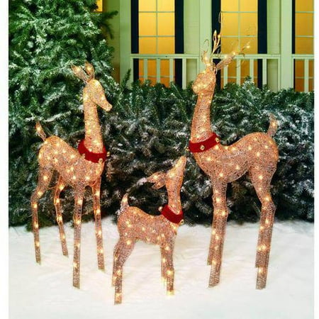holiday time glittering champagne deer family light light up deer family