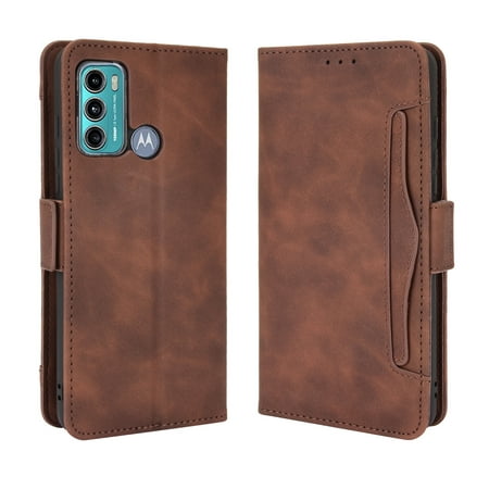 Case for Motorola MOTO G60 Cover Adjustable Detachable Card Holder Magnetic closure Leather Wallet Case - Brown