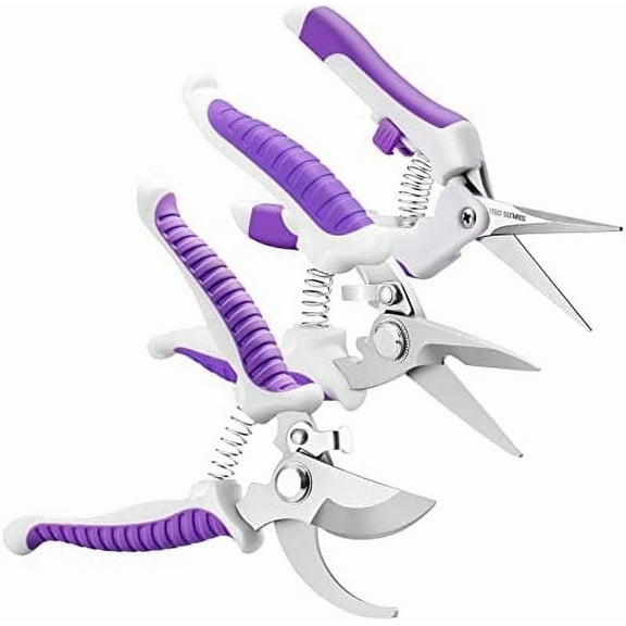 3 Pack purple Garden Pruning Shears, Stainless Steel Garden Shears, Gardening Shears, Gardening Scissors, Garden Scissors, Garden Clippers, Pruning Snips, Pruning Shears for Gardening Garden Tools