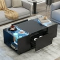 thumbnail image 3 of Harper & Bright Designs Modern Coffee Table with LED Lights, Rectangle Center Table with Storage, Black Coffee Table with Drawers for Living Room, 3 of 13