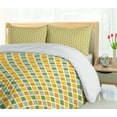 thumbnail image 5 of Ambesonne Retro Duvet Cover Sets, Classic Checkered Striped, 2-Queen, Marigold Green Cream, 5 of 7