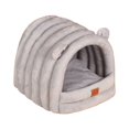 thumbnail image 1 of Cueva con capucha Cama para gatos Tienda para perros Parte inferior antideslizante Cojín autocalentable Casa de mascotas cálida decorativa para dormir gris azul Sunnimix gato de cama, 1 of 8