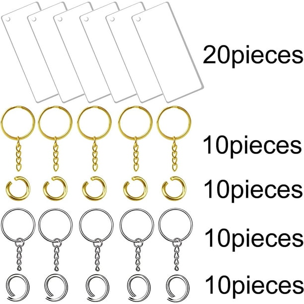 120 pcs Acrylic Keychain Blank with Key Rings: Tassels Key Chain