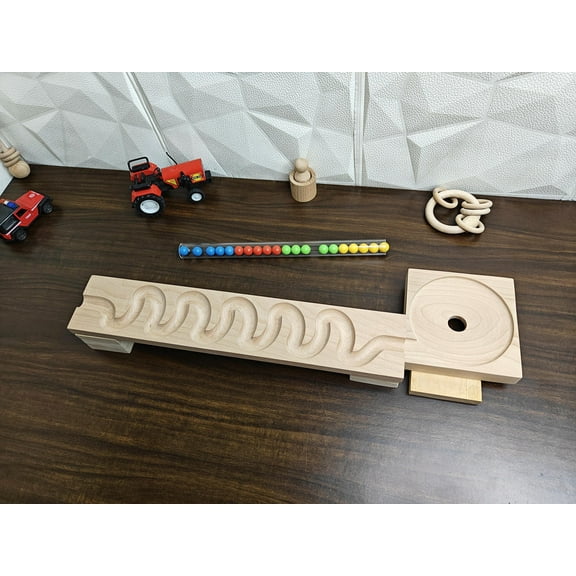 Marble Run Track, Full Set with Funnel Wave Marble Track Plate , Marble Race Wooden Plate,Toy, Montessori toy Set for christmas gift playing Wooden Tracks set