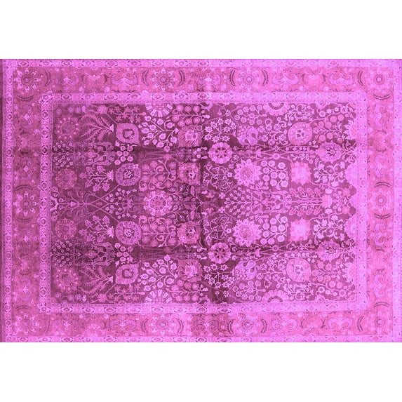 Ahgly Company Machine Washable Indoor Rectangle Oriental Purple Traditional Area Rugs, 8' x 12'