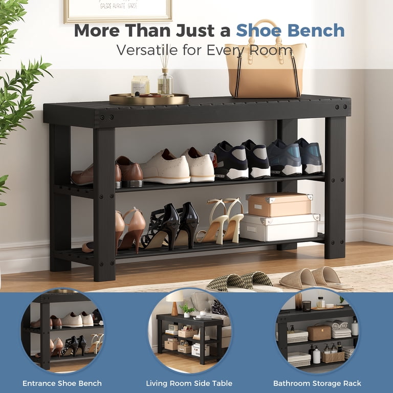 Concetta 27-In Bamboo Shoe Rack Bench, 3-Tier photo 8