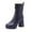 Dark Blue, variant on Xfvqtps Womens Fashion Chunky Heel Ankle Boots with Side Zipper Suede Pointed Toe Booties for Fall Winter Comfortable Dress Casual Boots for Women Black
