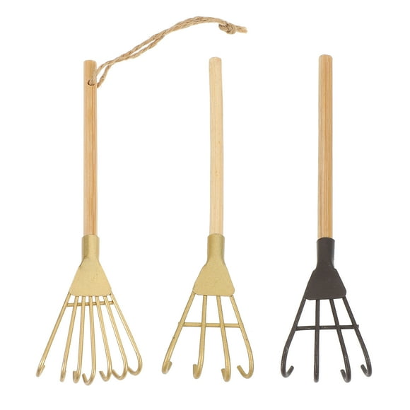 KAKOWELY 3 mini rastrillos decorativos para jardín, palas de hierro para exteriores