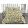 thumbnail image 2 of Ambesonne Tropical Quilted Coverlet 2 Pcs, Summer Design Exotic Leafy, Twin Size, Pale Khaki Army Green, 2 of 4