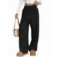 thumbnail image 3 of Women Sweatpants Baggy Wide Leg Pants Lounge Comfy Palazzo Joggers with Pockets Black XL, 3 of 6