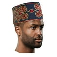 thumbnail image 2 of Navy-Blue Embroidered African Hand woven Aso Oke Hat, 2 of 4