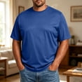 thumbnail image 2 of Men's Big and Tall Shirts 3xlt Men's Big and Tall Active T-Shirt – Moisture Wicking Dry Fit Workout Shirt – Short Sleeve Longer Length Activewear Dark Blue 2XL, 2 of 4