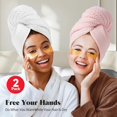 thumbnail image 2 of Toalla Microfibra Cabello 2 Pack, Toalla de Cabello Seco con Botones, Gorro de Baño, Secado de Pelo Rápido, Turbante Suave Anti-Frizz, para Mujeres, Baño (Azul), 2 of 4