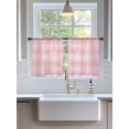 thumbnail image 3 of Sheer Curtains 54 Inch Length 2 Panels Set for Kitchen, Pink Plaid Semi Sheer Curtains for Windows, Modern Art Checkered Farmhouse Voile Window Treatments Rod Pocket Curtain, 3 of 7