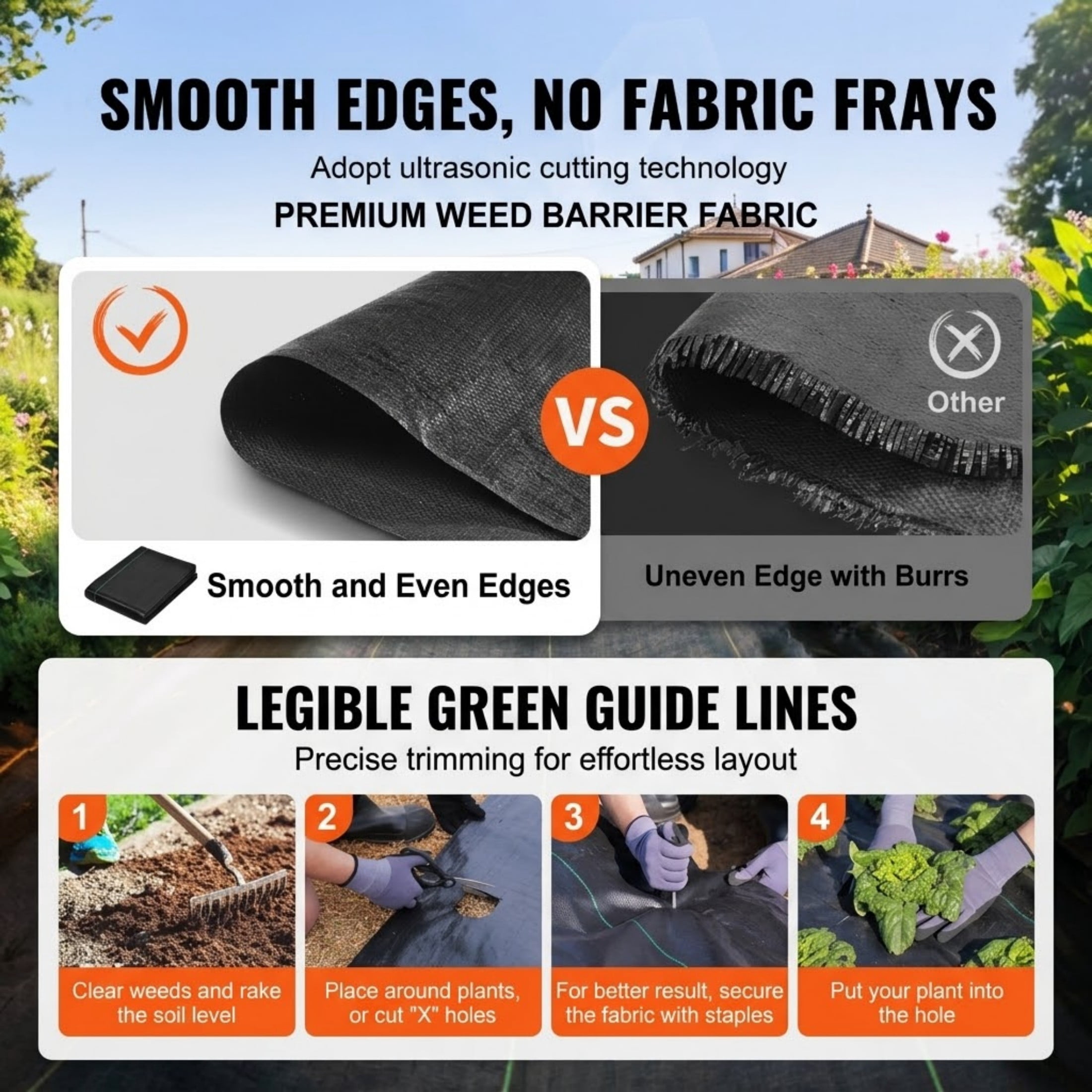 JUVOCT 3 x 100 Ft Weed Barrier Landscape Fabric, Heavy Duty Woven PP Weed Control Mat, Geotextile Ground Cover for Garden and Driveway