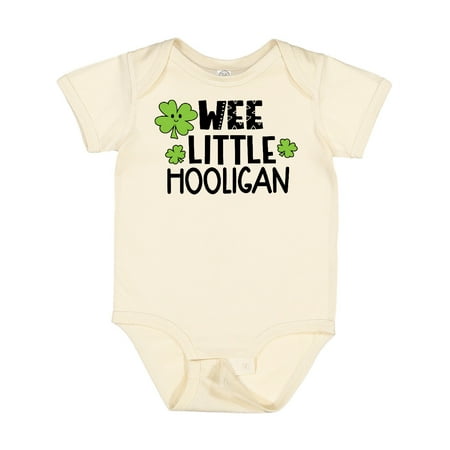 

Inktastic St. Patrick s Day Wee Little Hooligan with Clovers Gift Baby Boy or Baby Girl Bodysuit