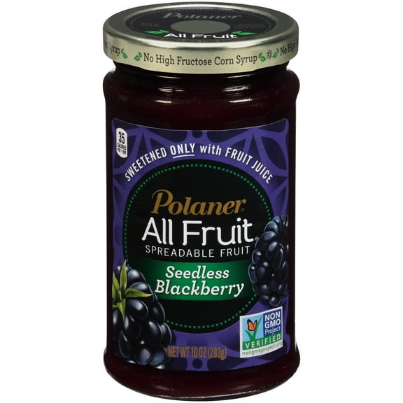 Polaner All Fruit Seedless Blackberry Spreadable Fruit, Non-GMO, Gluten Free, 10 oz Jar