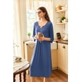 thumbnail image 3 of Ekouaer Nightgown for Women Long Nightshirt Maxi Sleepshirts V Neck Loungewear 3/4 Sleeve Sleepwear Full Length Sleep Dress, 3 of 6