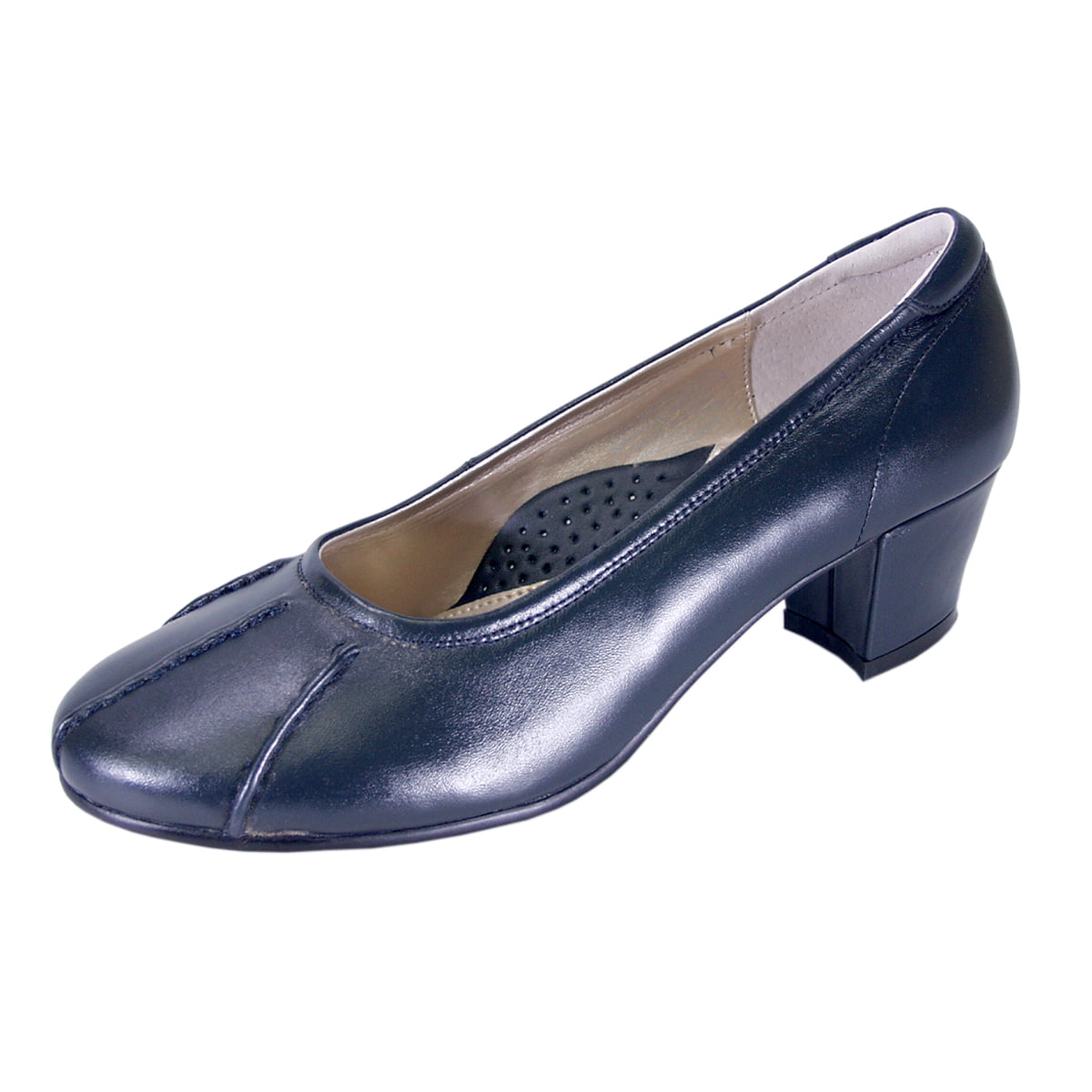 wide width navy heels