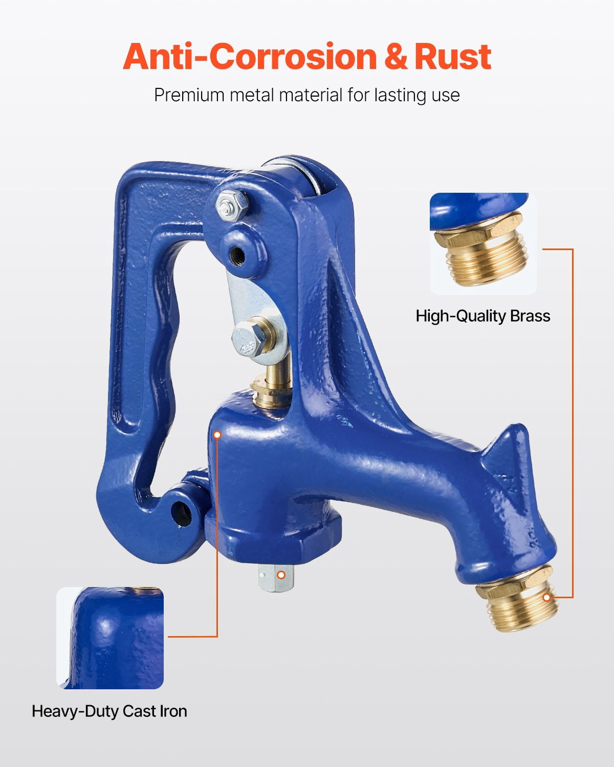 Frost-Proof Yard Hydrant Head 3/4" Hose Coupling 1" NPT Cast Iron for Garden Car Wash Livestock