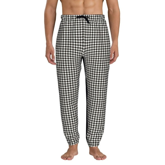 Kdxio Houndstooth Black And White Pattern Joggers,Sweatpants for Men with Pockets-Small