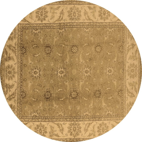Ahgly Company Indoor Round Oriental Brown Traditional Area Rugs, 5' Round