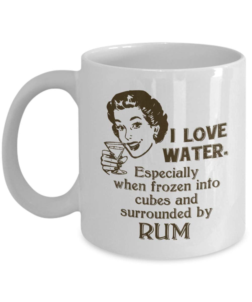 I Love Water Funny Drinking Quotes Coffee & Tea Gift Mug Cup, Stuff