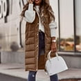 thumbnail image 5 of Womens Quilted Cotton Vest Coat Winter Hooded Sleeveless Zip up Long Puffy Jacket Warm Thick Coats with Pockets (XL, Coffee), 5 of 8
