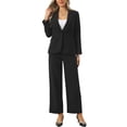 thumbnail image 2 of INSPIRE CHIC Business Blazer Pants Set for Women's One Button Office Work 2 Piece Pant Suit S Black, 2 of 6