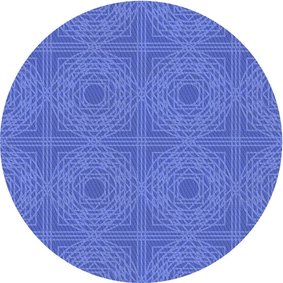Ahgly Company Machine Washable Indoor Round Transitional Sky Blue Area Rugs, 7' Round