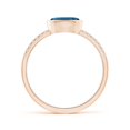 thumbnail image 2 of ANGARA Natural Bezel-Set Oval London Blue Topaz and Diamond Ring in 14K Rose Gold for Women (Size-7x5mm) | November Birthstone, Anniversary, Jewelry Gift for Women | Natural London Blue Topaz Ring, 2 of 10