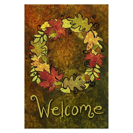Wreath Decorative Flag - Toland Home Garden Leaf Wreath Flag