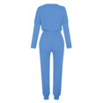 thumbnail image 5 of Women Long Sleeve Color Block Patchwork Crewneck T Shirt Top Blouse And Long Pants Leggings Casual Outfit Set Women Casual Pants, 5 of 5