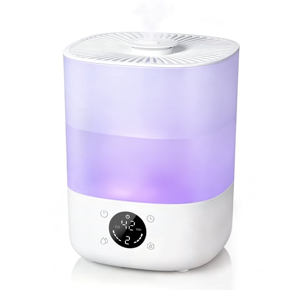 AIRFIRE 4L Cool Mist Humidifier with Auto Humidity Control and Timer for Large Room, Essential Oil Diffuser Air Humidifiers for Bedroom, Overnight Use, Quiet Run, Night Light, White