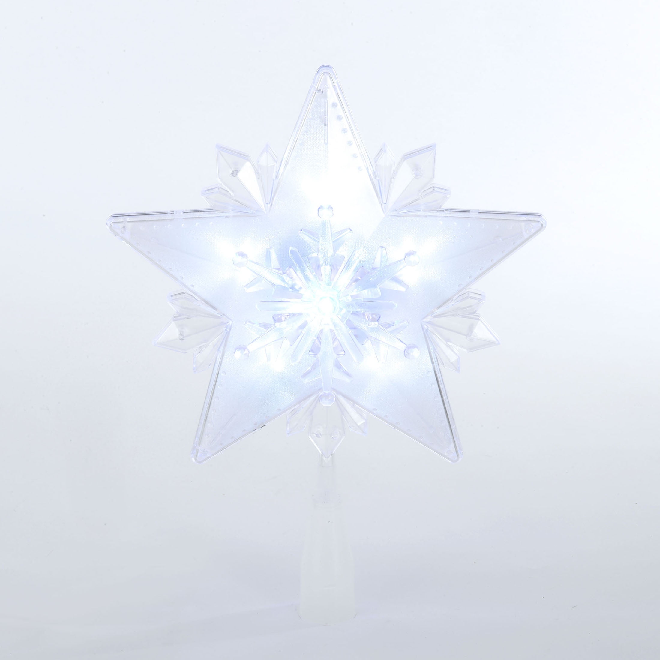 Holiday Time LED Christmas Tree Topper, White/Blue Snowflake, 11.5"