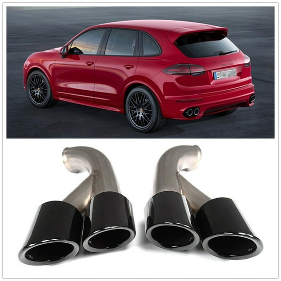 GTS Style Exhaust Tips Muffler Pipe For Porsche Cayenne V6 2015+ Titanium Black